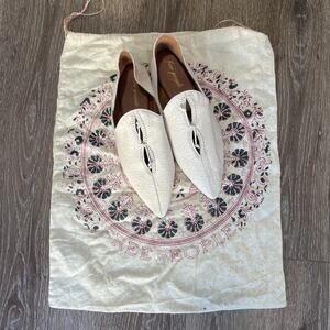 FREE PEOPLE St. Lucia Ivory Leather Pointed Toe Slip On Babouche Flats Size 9.5